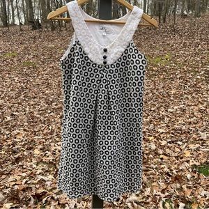 Milly of New York Navy White Cotton Crochet Sleeveless Preppy Shift Dress Size 4
